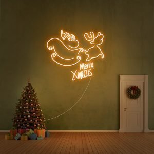 Santa Claus and Reindeer Neon Sign
